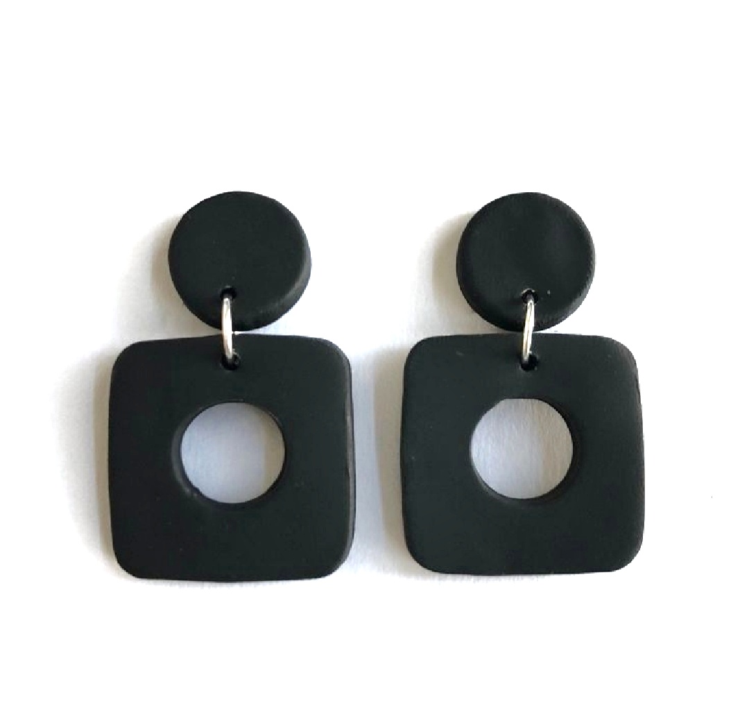 Gorgeous Black Square Type Earrings For Girls