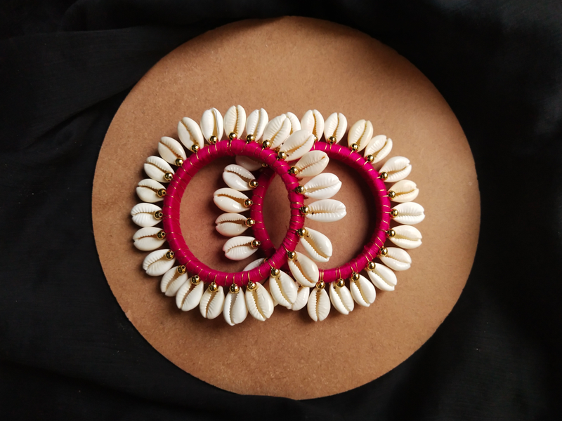 Beautiful Handmade Pink Cowrie Bangles