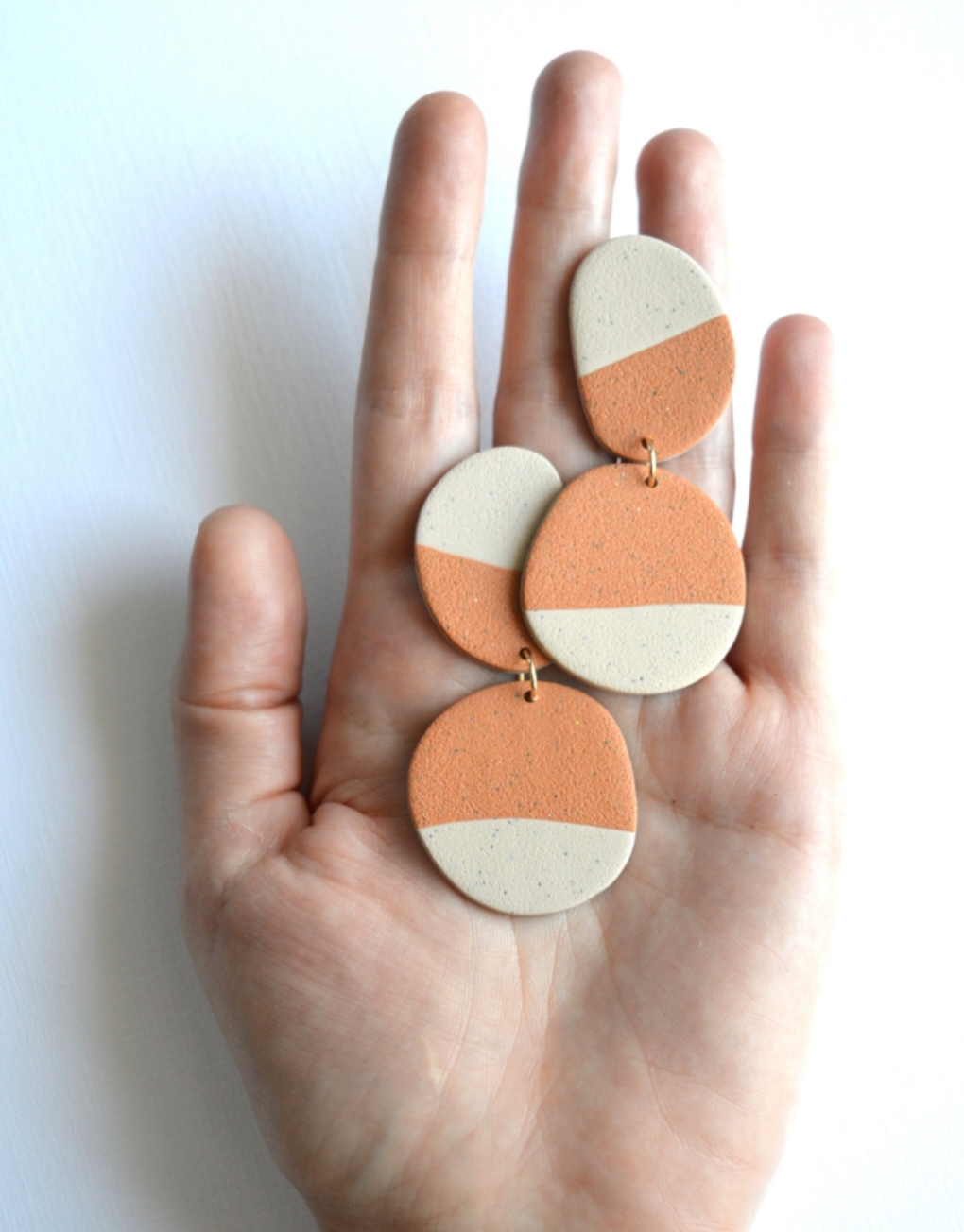 Pretty White And Orange Clay Earring For Women