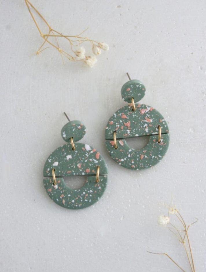 Cute Light Green Dotted Earring For Girls