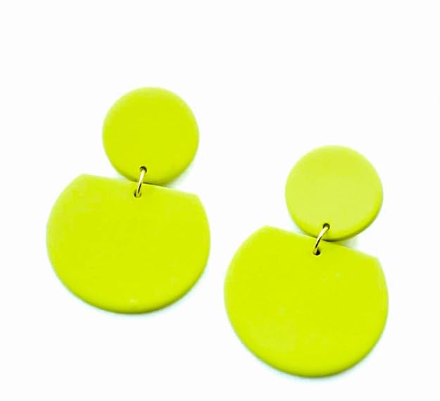 Neon Green Clay Earring For Girl