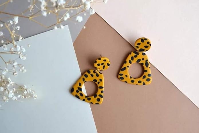 Beautiful Bold Yellow Mustard Clay Earring For Girl