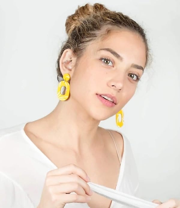 Lovely Oval Hoop Yellow Clay Earring For Women