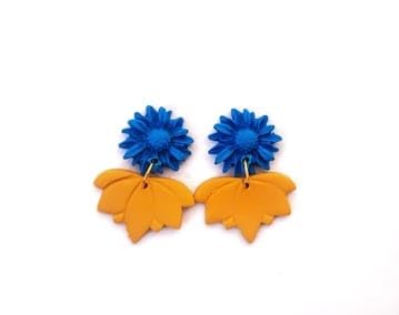 Beautiful Blue And Yellow Clay Earring For Women