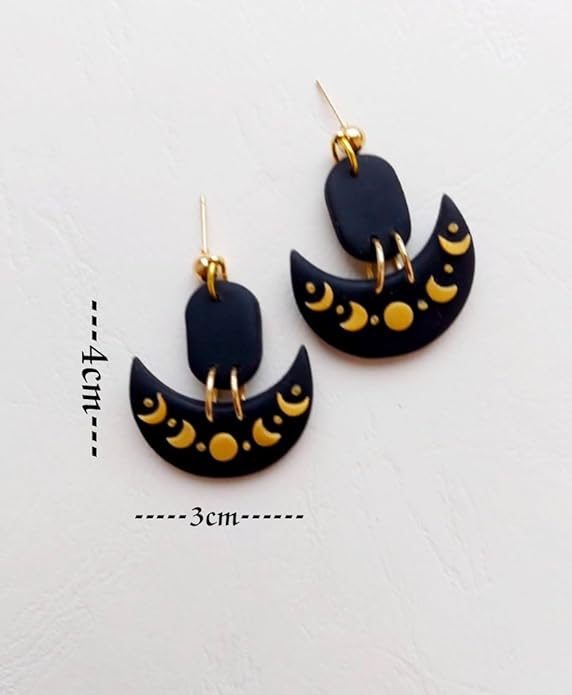 Handmade Moon Shaped Dangle Earrings For Women