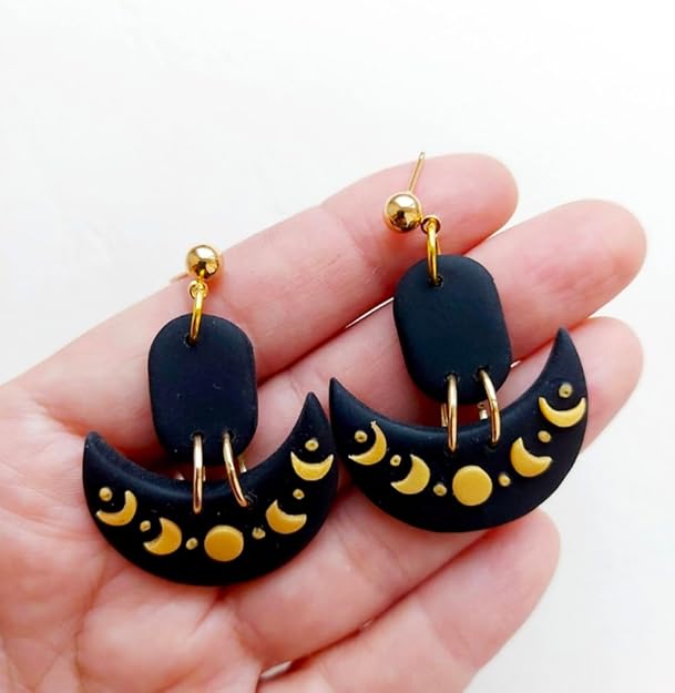 Handmade Moon Shaped Dangle Earrings For Women