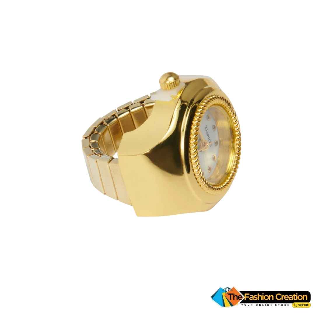 Stunning Gold Finger Ring Watch For Women