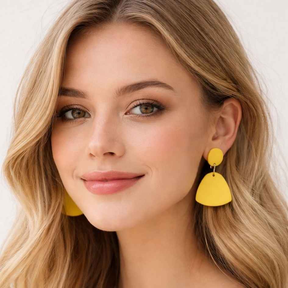 Beautiful Yellow Clay Earring For Girls